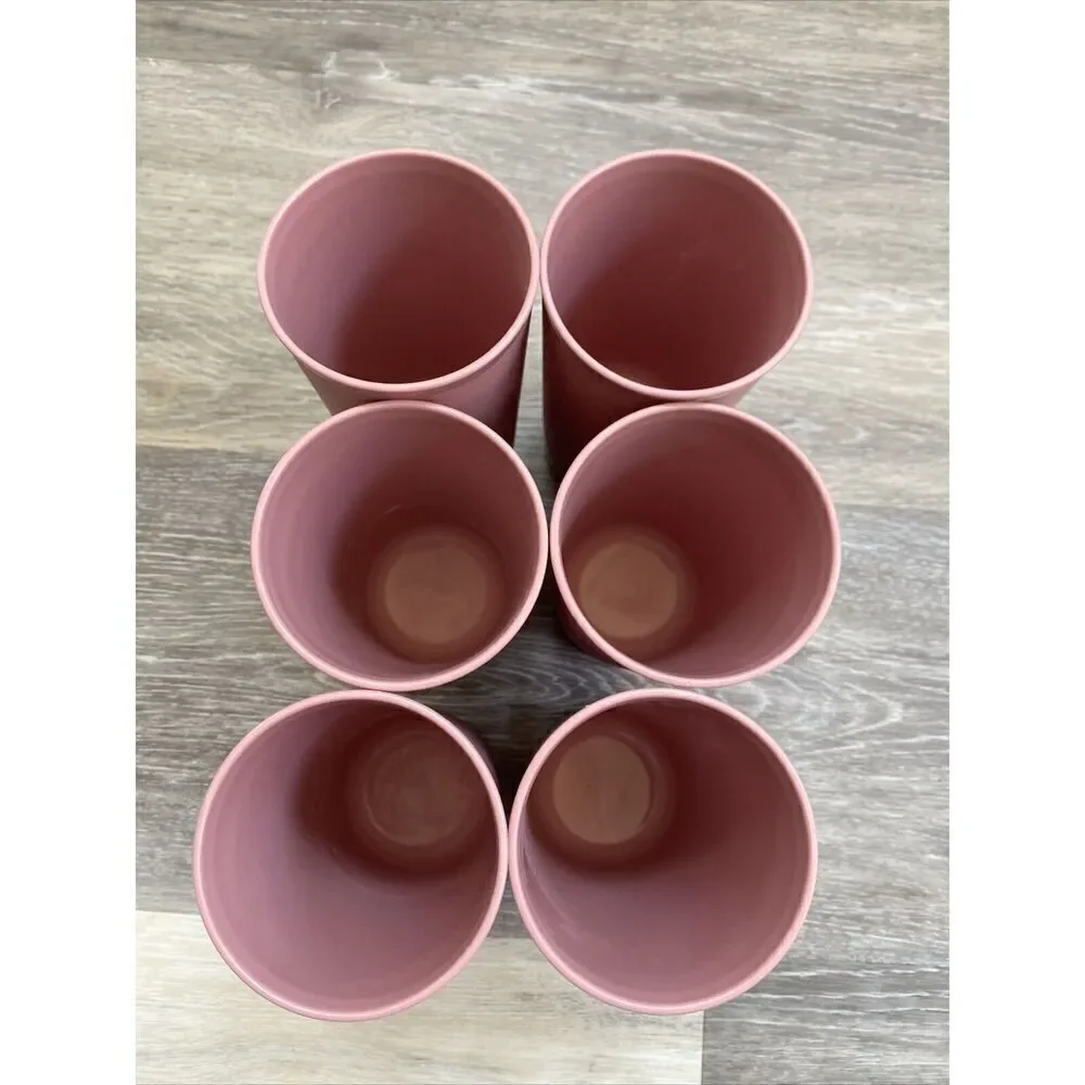 Vintage Set of 6 Tupperware 12 oz Tumblers 873 15 Pink